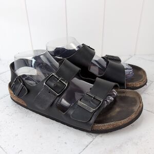 Birkenstock Arizona Black Leather Sandals Size 10.5 Women’s 8 Men's READ